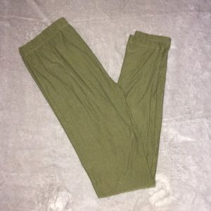 Army Green Polyester Leggings